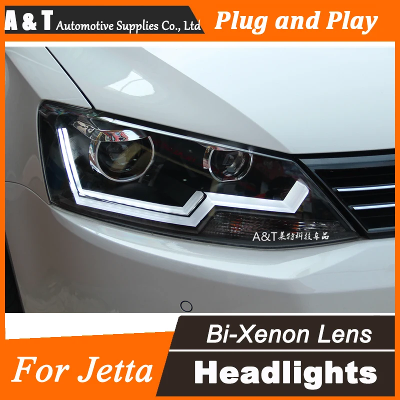 A&T Car Styling for Volks Wagen Headlights Jetta MK6 LED Headlight drl Lens Double Beam H7 HID Xenon bi xenon lens