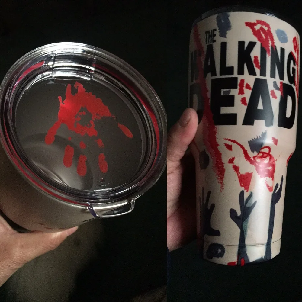 

30oz 900ml Walking dead zombie cup coffee tumbler tea water mug 18/8 stainless steel insulated vacuum double wall thermos glass