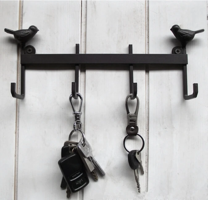 Прочная Железная металлическая настенный ключ держатель крючка домашний винтажный Декор коричневые крючки для птиц вешалка для ключей Anzol