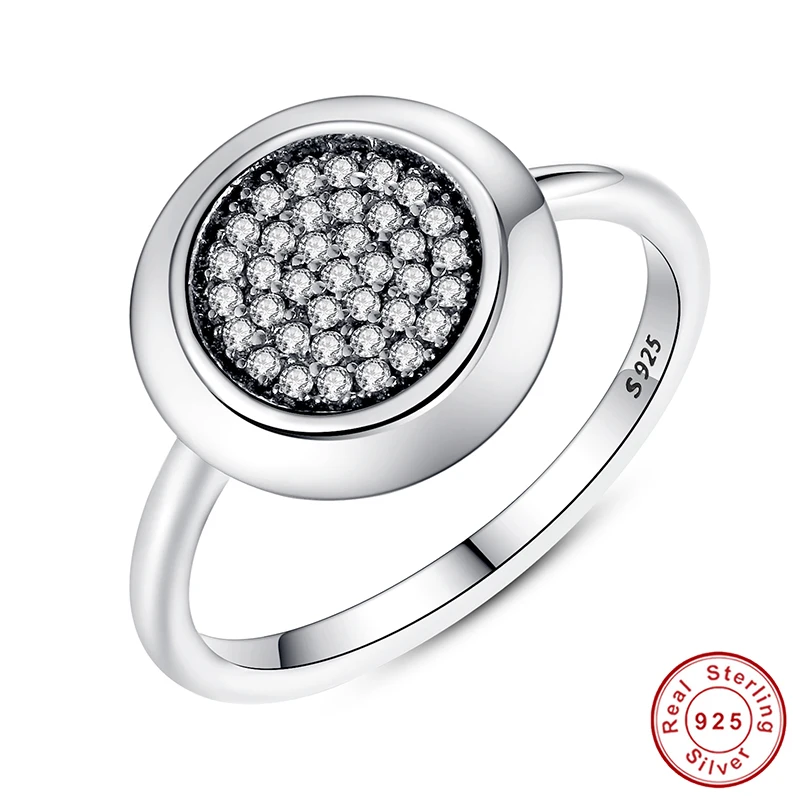 

Real 925 Sterling Silver Signature Pave Round Ring with Clear Cubic Zirconia Compatible with Original Jewelry 7121