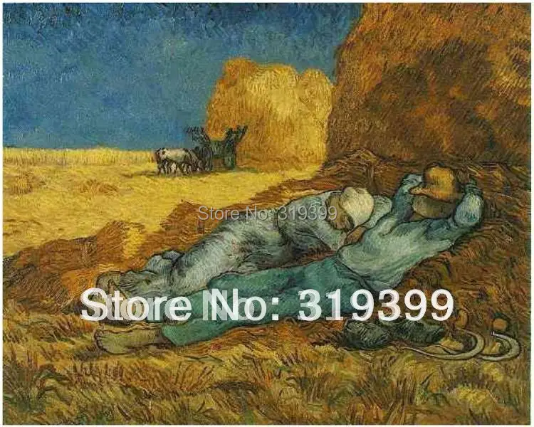 

Vincent Van Gogh Oil Painting reproduction on linen canvas,Noon Rest from Work (after Millet),100%handmade,Free DHL Shipping