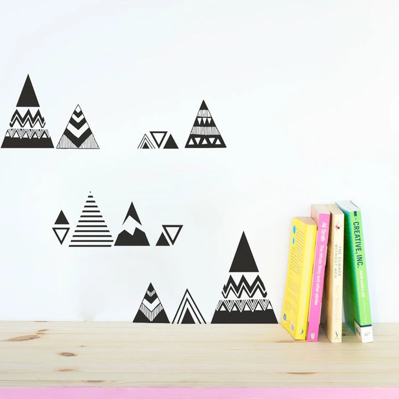 NordicStyleMinimalistGeometryHillsVinylDecalsDIYWoodlandMountainWallStickersForKidsRoomsNurseryDecorMuralA448
