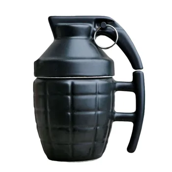 

Creative Grenade Drinkware Mugs Ceramic Water Coffee Tea Mug Cup with Cover Lid White/Black 280ml Grenade Boom Cups Office Gifts