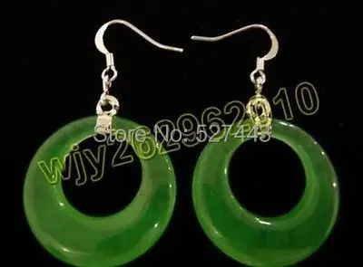 

Wholesale free shipping >>>>>Charming pair round green stone earring