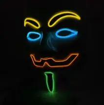 New Hot Sale 4 Color Guy Flash El Wire Led Glowing Dj Mask Cosplay Mask V for Vendetta Mask
