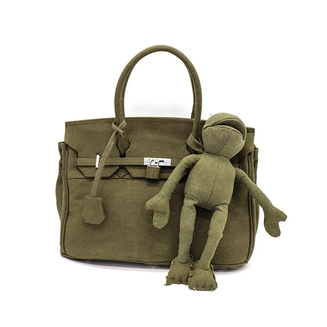 Canvas Military Navy Green Lock Platinum Tote Bag Portable Graffiti Canvas Military Navy Green Lock Platinum Tote Bag Portable Graffiti Diy Messenger Frog Lady Handbag