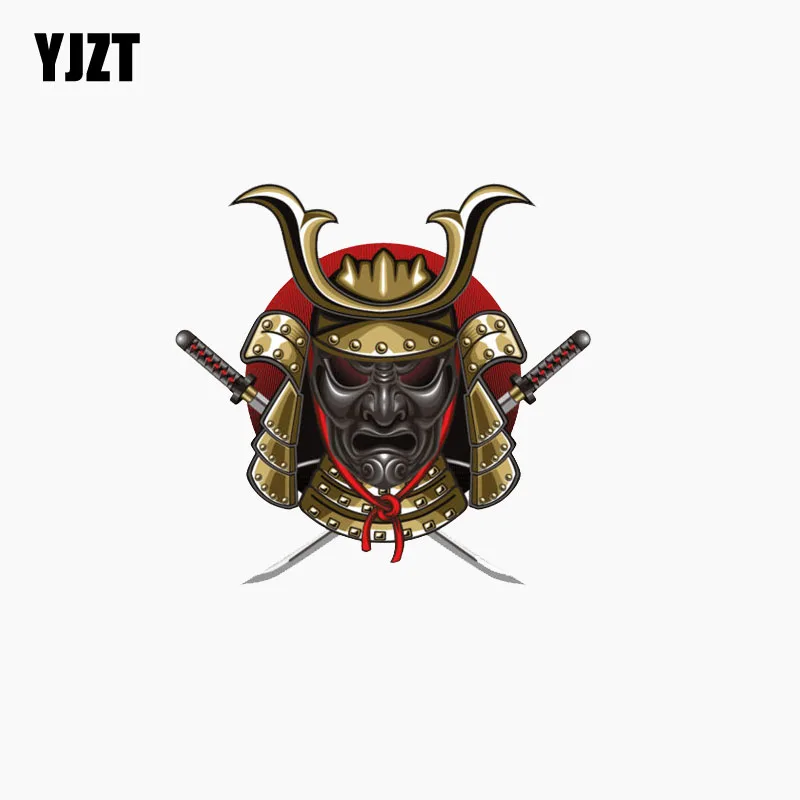 

YJZT 11.6CM*10.8CM Mask Katana Personality The Tail Of The Car Decal Reflective Car Sticker C1-7777
