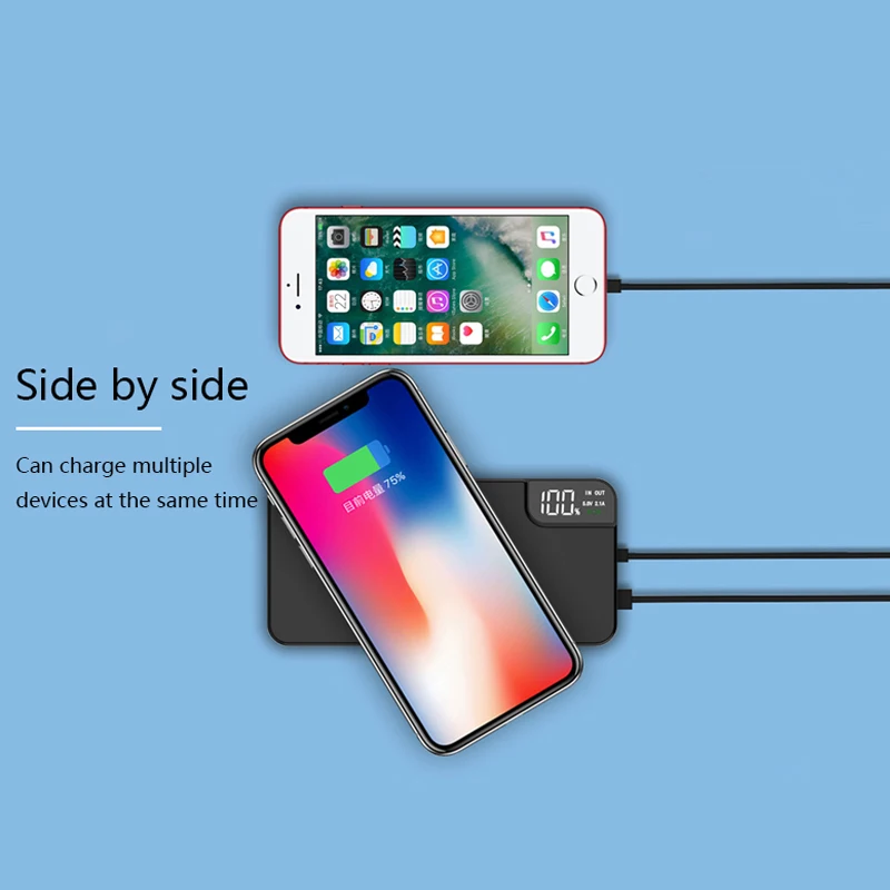 

QI Wireless Charging Power Bank 20000mAh Fast Chargingtreasure With Bracket Digital Display Mobile Phone for iPhone7/6/X Hot