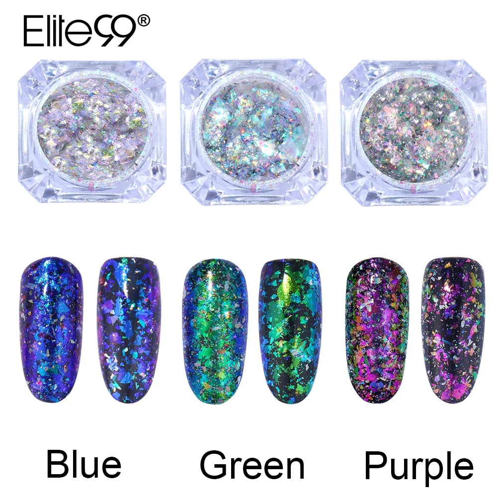 

Elite99 1 Box Nail Chameleon Glitter Powder Nail Flakes Sequins Powder Irregular Paillette Nail Decoration Shinning Nail Dust