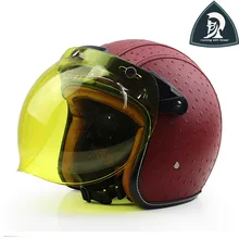 2016 Novas Mulheres e Homens de Couro Da Motocicleta Face Aberta Capacetes com bolha escudo do vintage 3/4 casco do capacete para adultos moto XXL