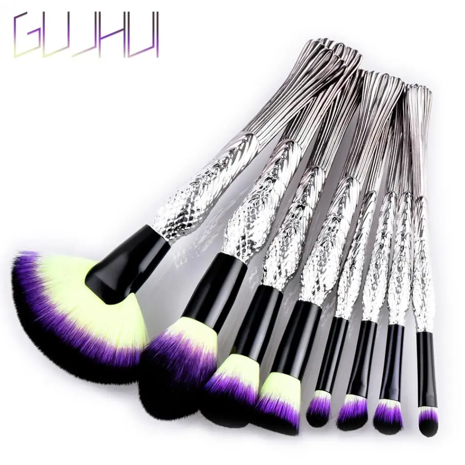8pcs Silver Bird Glitter Makeup Brushes Kit Set Powder Foundation Concealer Eyeshadow Cosmetic