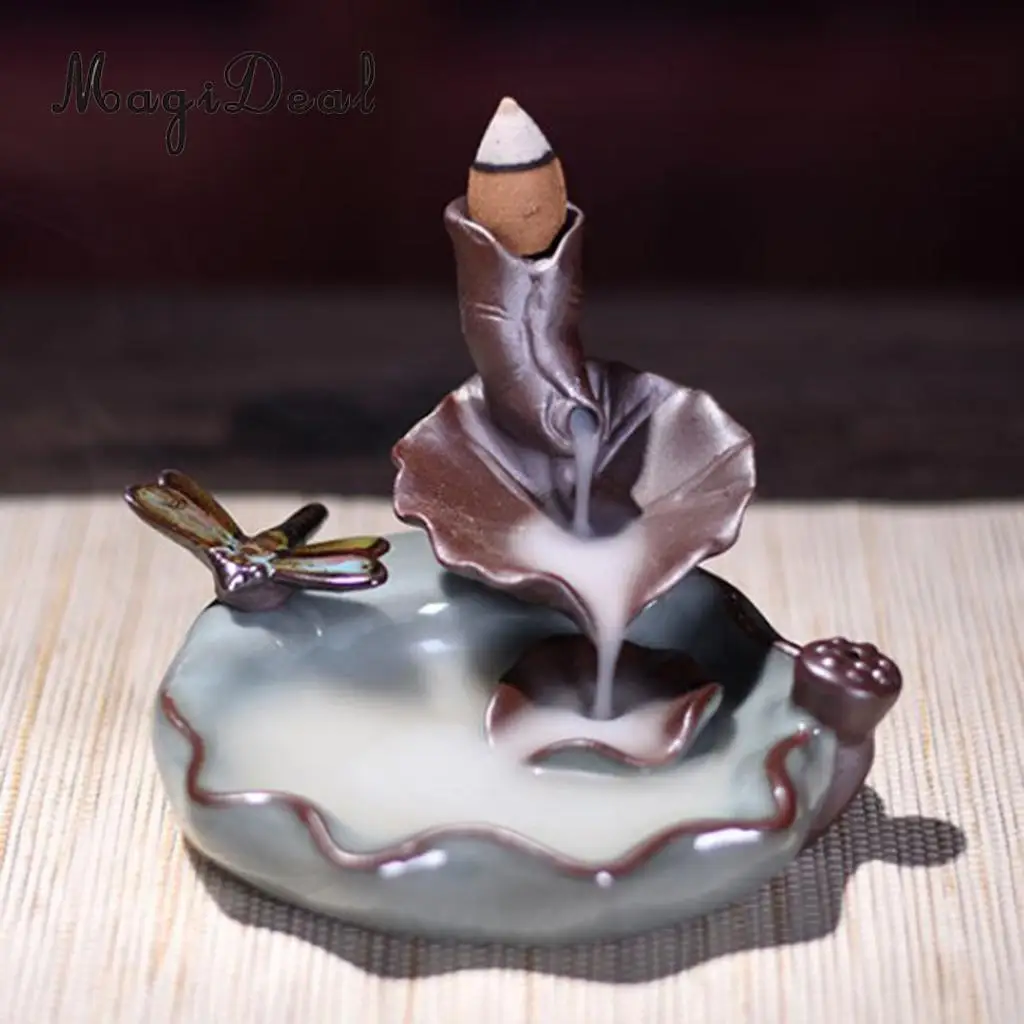 MagiDeal Ceramic Incense Stick Holder Joss Insence Box Insense Burner Ash Catcher for Home Spa Aroma Fragrance Smokes