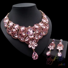 Pink Crystal Fairy Princess Costume Jewelry Sets Hollow Glass Ball For Making Jewelry African Beads Jewelry Sets