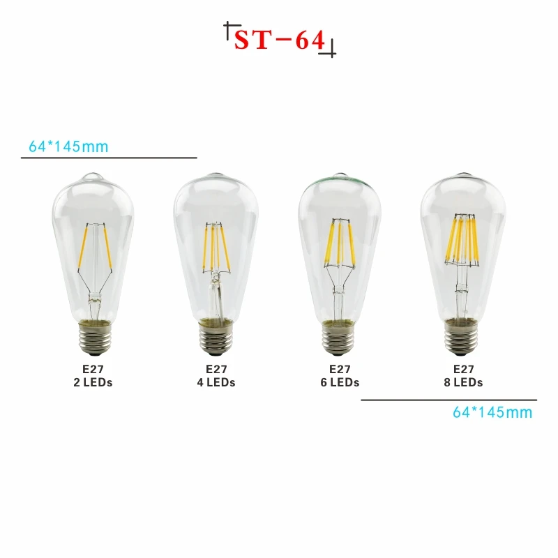 Светодиодный Эдисон лампы E27 G45 A60 C35 светодиодный лампы E14 G80 G95 G125 нити светильник 220V 2W 4W 6W 8W Античная Ретро Винтаж Стекло лампа