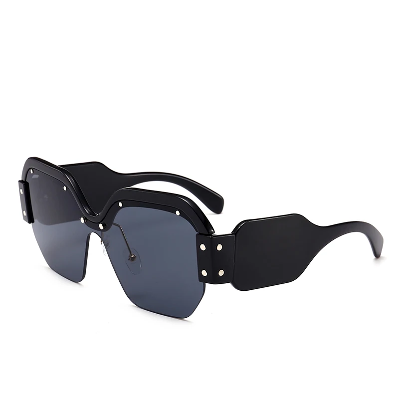 Модные женские квадратные солнцезащитные очки с полуоправой, винтажные мужские синие интегрированные тонированные линзы UV400 - Цвет линз: Bgray
