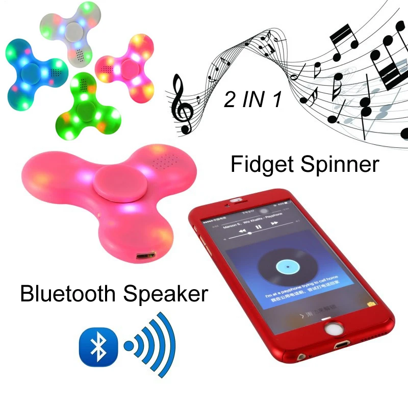 

Luminous Spinner Finger Toy Bluetooth Speaker Music Finger Spinner EDC Hand Spinner Speaker For Autism Adult Fidget Toys