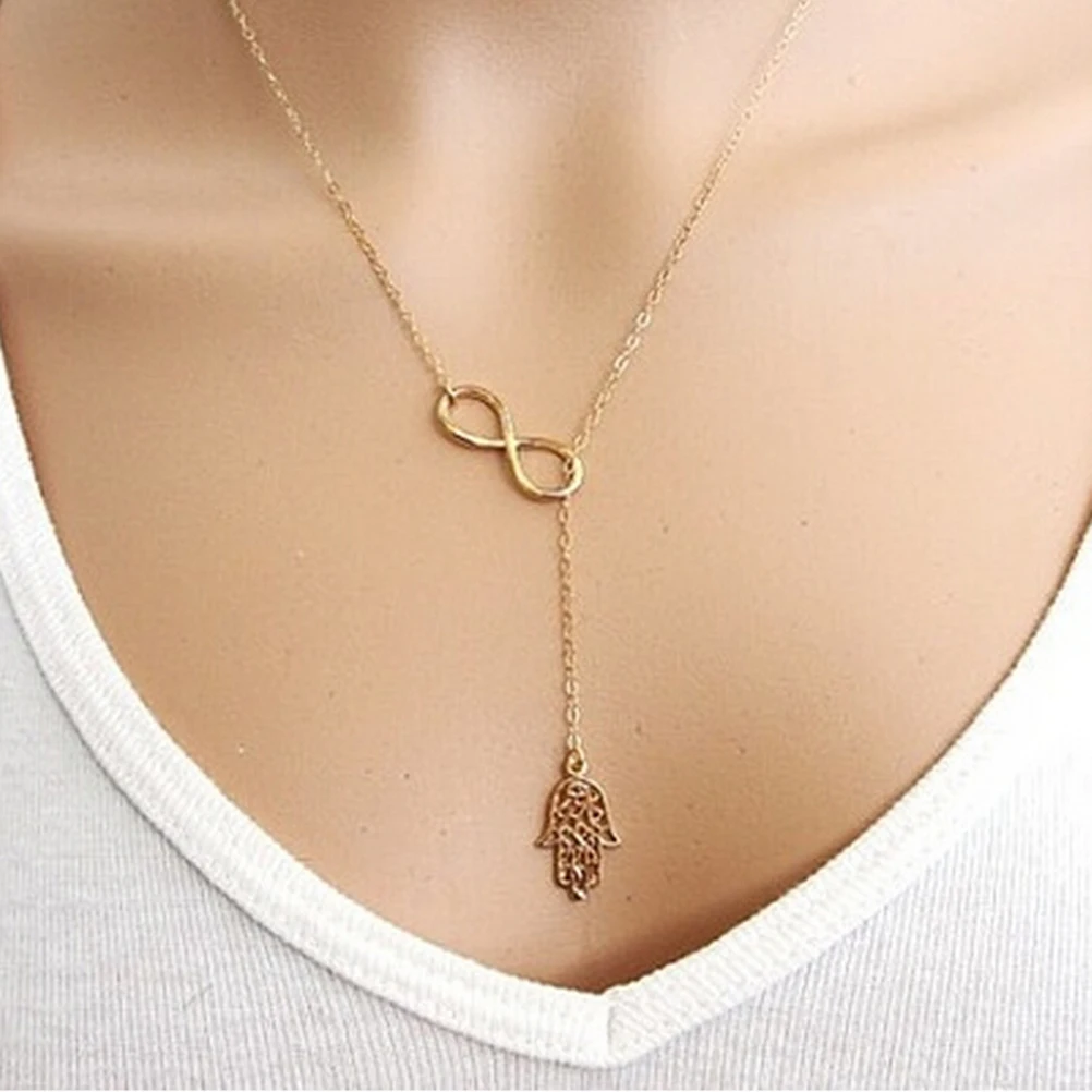 Luck Hand Palm Necklace Fashion Women gold color Adjustable Chain Boho