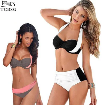 

TCBSG 2019 Newest Sexy Bikinis Halter Push Up Bikini Set Women Swimsuit High Waisted Bathing Suits Swim Plus Size Swimwear 4XL