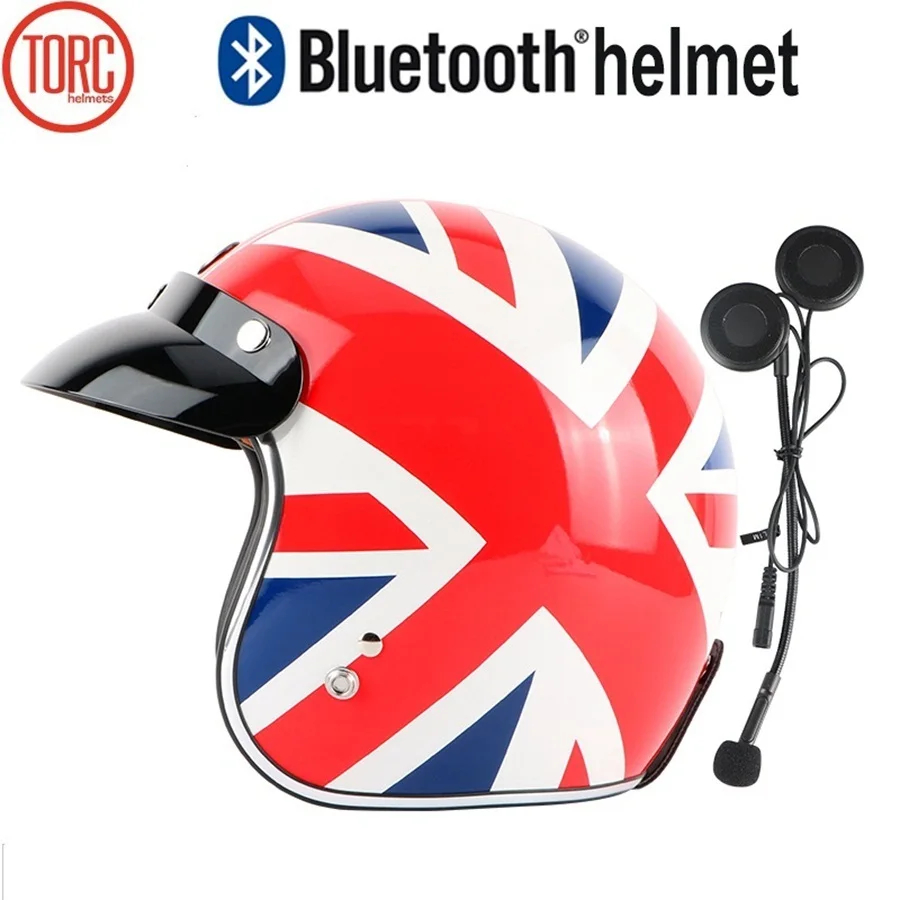 Бесплатная доставка 1 шт. Bluetooth гарнитура TORC шлем 3/4 с открытым лицом винтажный