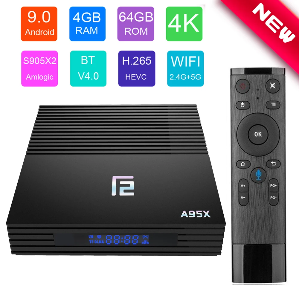 

A95X F2 Smart TV Box Android 9.0 4GB 64GB Amlogic S905X2 4K Wifi Google Play Netflix Set top Box Media Player Android Box 9.0