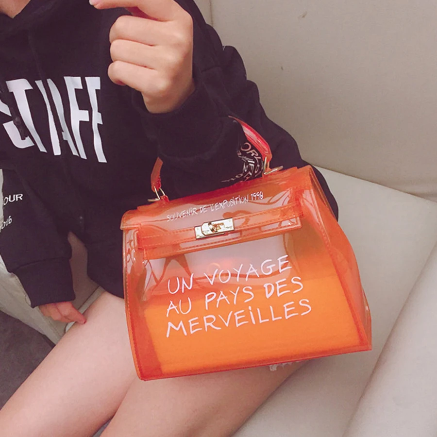 أزياء شفافة PVC Crossbody حقيبة المرأة كاندي اللون حقيبة يد فاخرة الحلوى اللون المرأة أكياس هلام كيس فام الرئيسي CrossbodyBag