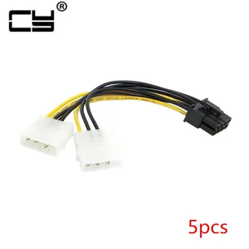 

5pcs/Lot 8 Pin PCI Express Male To Dual LP4 4Pin Molex IDE PCI-E graphic Video Card Power Cable Adapter 15cm