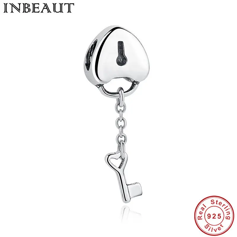 

INBEAUT Antique Wedding Chain 925 Sterling Silver Necklace Heart Key Pendant Women Trendy Love Charm fit Bracelet Gifts