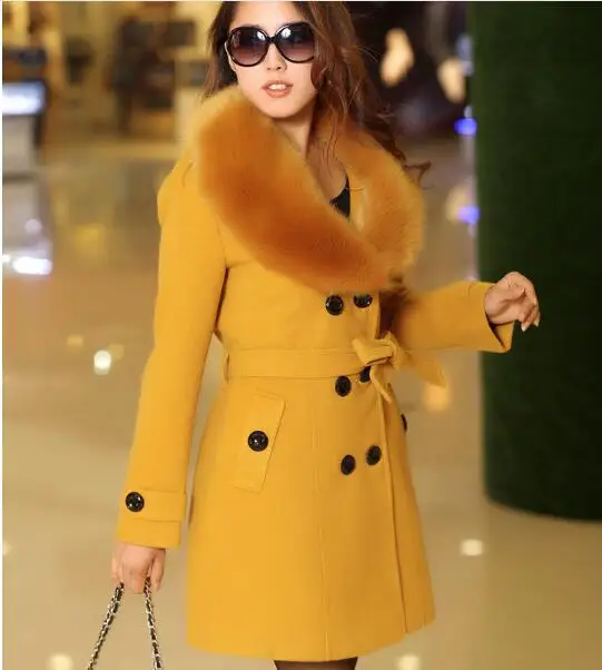 Best Lisa Colly Plus 5xl Spring Autumn Women's Fashion Fur collar double-breasted Overcoat Coats high-qu