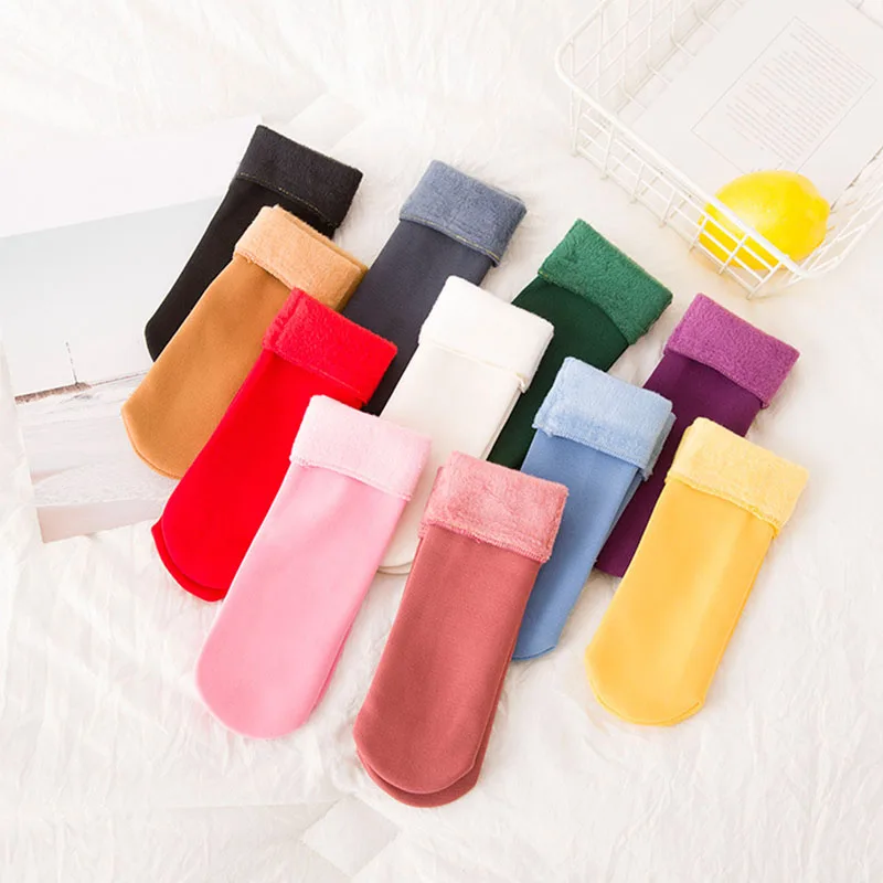 

Fashion 1Pair Candy Color Socks Keep Warm Thick Winter Room Children Kids Soft Warm Plus Velvet Floor Boys Girls Sleep Socks