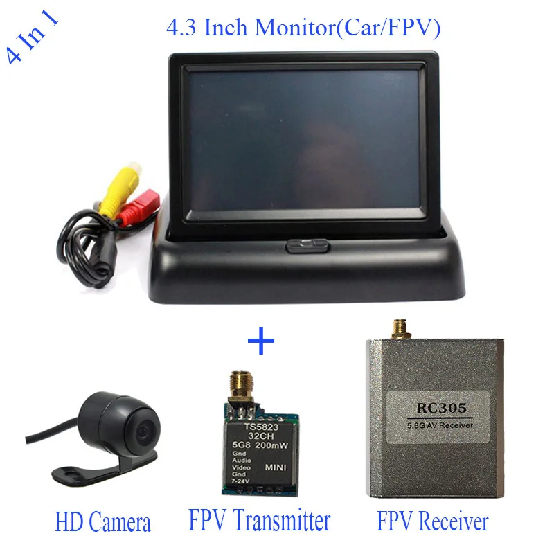 

4.3 inch car Foldable Monitor + Waterproof Camera + FPV 5.8Ghz Wireless transmitter & receiver Tx & Rx for aircraft Gopro