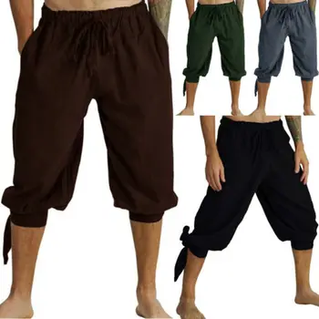 

Men's Basic Harem Linen Casual Sport Cargo Overall Calf Length Pants Sweatpants Cropped Loose Beach Trousers
