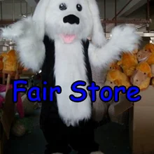 Лучшая цена взрослый размер Рождество плюффи волосы собака талисман костюм белый и черный плюффи собака маскотт наряд костюм EMS SW120