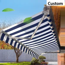 Custom Awning Sunscreen Curtain Cloth Outdoor Install Tarpaulin Fabric Thick 280gsm Color Strip Cloth Rainproof Waterproof Cloth