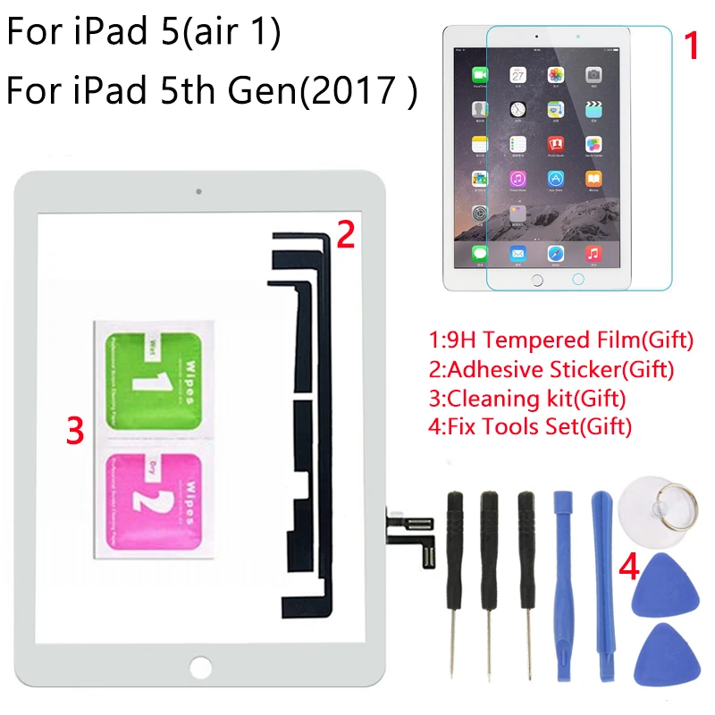 Для iPad 5 Air 1 Touch Scren для iPad 9,7 версия 5th Gen A1822 A1823 дигитайзер сенсорный экран передняя стеклянная панель в сборе