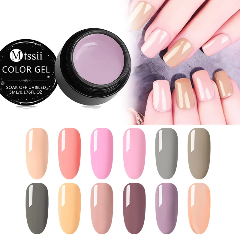 

Mtssii 5ml Color Gel Nail Polish Pure Paint Gel Lacquer Soak Off UV LED Semi-permanent Long Lasting Nail Art Gel Varnish