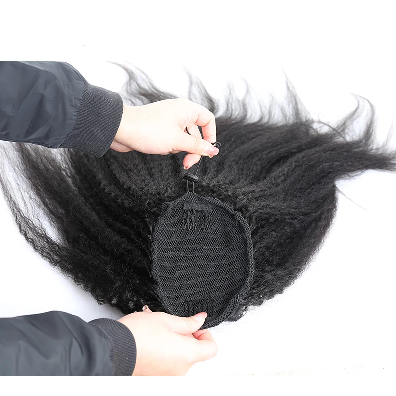 Кудрявые прямые конский хвост для женщин натуральные грубые яки Remy волосы на