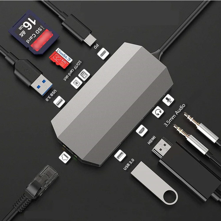 UTHAI J10 Тип C Мульти USB 3,0 HDMI адаптер док-станция для MacBook Pro Аксессуары Тип C 3,1 сплиттер 3 порта USB C концентратор-картридер