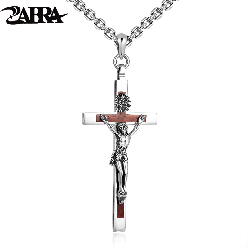 ZABRA Real Solid 925 Sterling Silver 7cm Jesus Cross Pendant Vintage Retro Religion Handmade Gift for Christian Silver Jewelry ZABRA Real Solid 925 Sterling Silver 7cm Jesus Cross Pendant Vintage Retro Religion Handmade Gift for Christian Silver Jewelry
