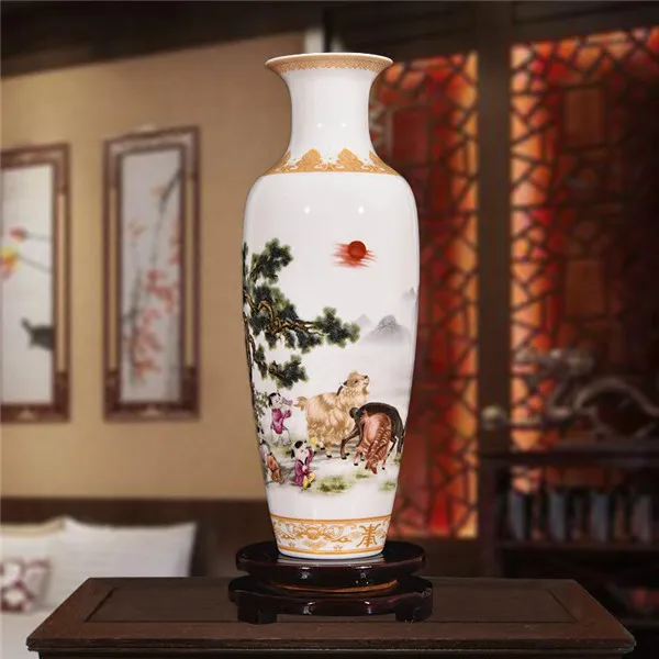 Новинка, китайский стиль, Классическая фарфоровая ваза, украшение дома, Цзиндэчжэнь, ручная работа, высокая белая глина, керамические вазы для цветов - Цвет: 2