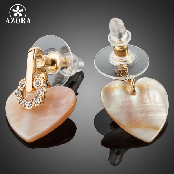 AZORA Gold Color Stellux Austrian Crystal Heart Drop Earrings TE0056