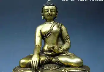 

12 Tibet Buddhism Pure Bronze Copper Tathagata Rulai Bhaisajyaguru Buddha Statue