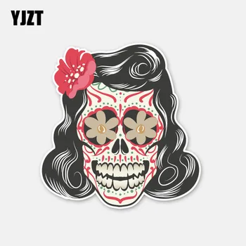 

YJZT 9.6CM*9.9CM Funny Accessories Bride Skull Head Helmet Motorcycle Decal Car Sticker 6-3053