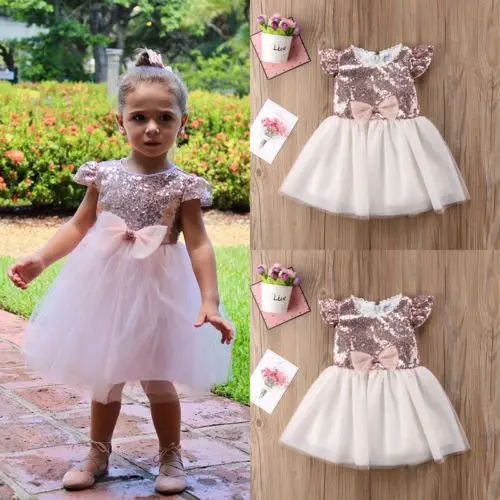 

Toddler Baby Kids Girls Party Princess Dress Tulle Sequin TuTu Dress Sundress