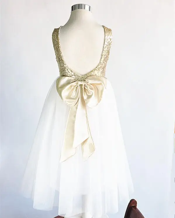 Wholesale designer children girl backless long dresses baby girl gold