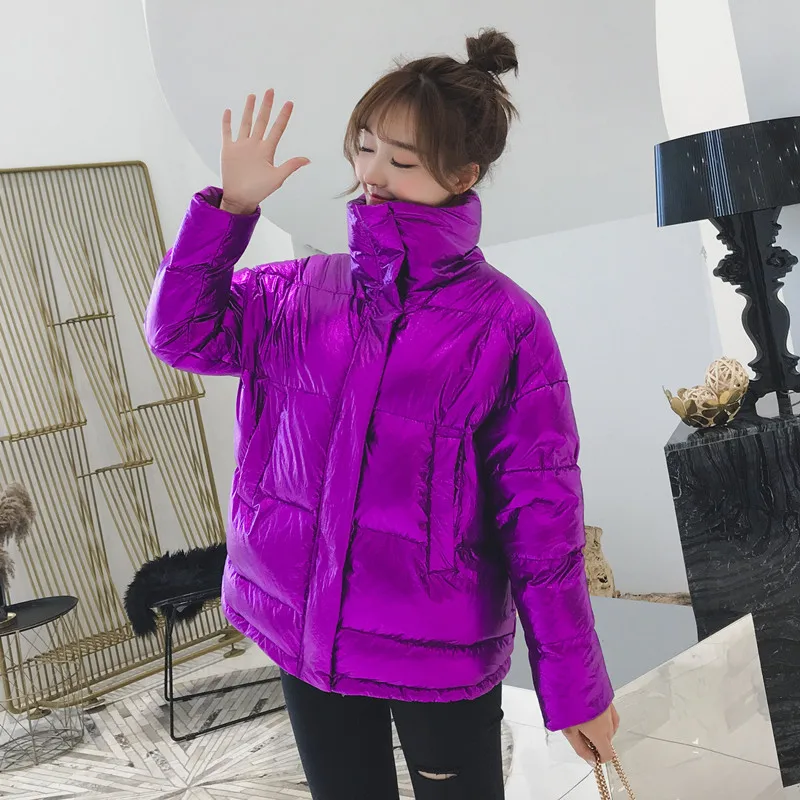 Fitaylor Women Winter Jackets Short Silver Metal Warm Duck Down Coat 2018 Ultra Light Ladies Down Parkas