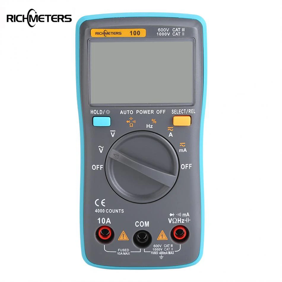 Цифровой мультиметр RICHMETERS RM100 4000 отсчетов тестер напряжения тока сопротивления