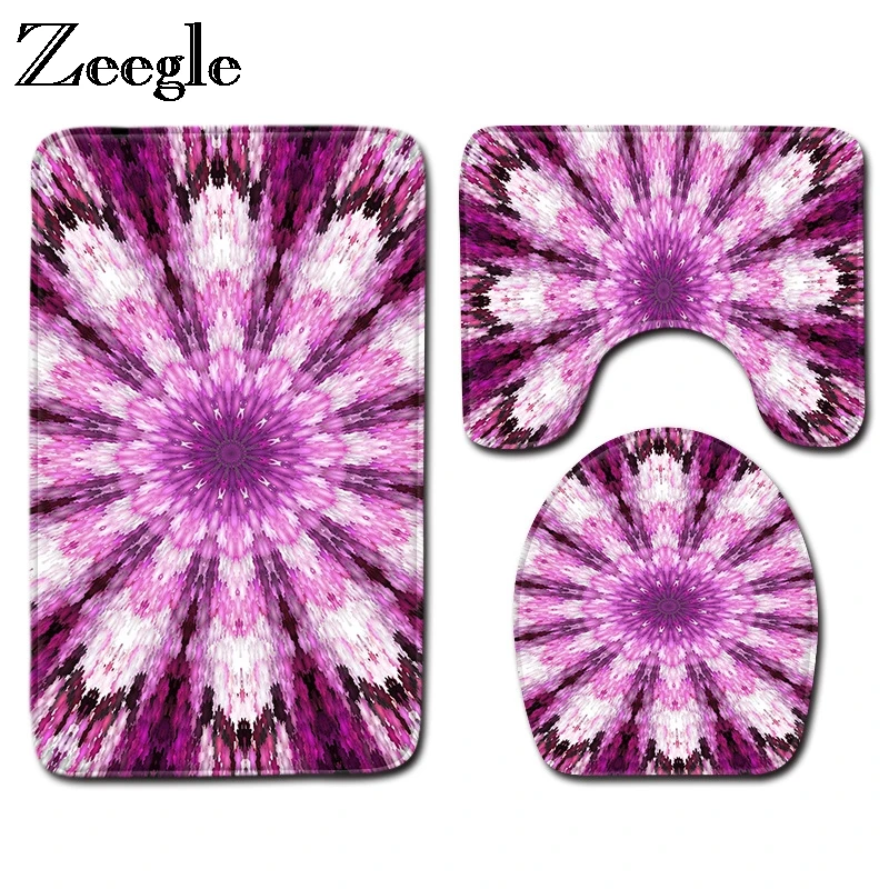 

Zeegle 3Pcs Bathroom Mats Set Non-Slip Pedestal Rug Toilet Lid Cover Bath Mat Decor Bathroom Carpet Toilet Mats Bathroom Rugs