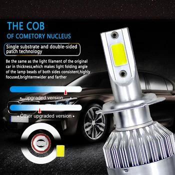 

1x C6 LED Car Headlights 72W 8000LM COB Auto Headlamp Bulbs H7 LED H4 H11 H1 H3 H13 880 9004 9005 9006 9007 Car Styling Lights