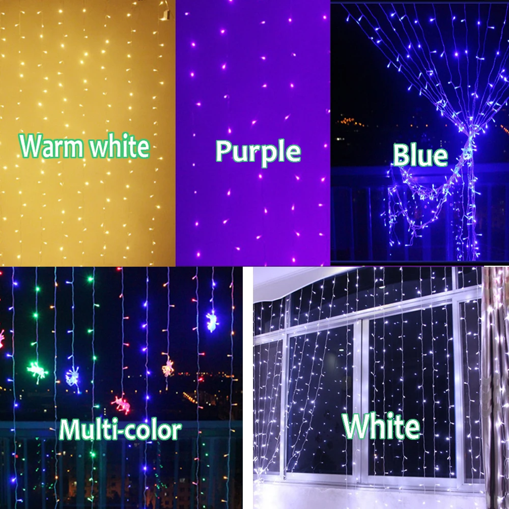 LED Curtain String Lights Christmas Fairy Lights Garland For New Year Home Patio Party Wedding Home Outdoor Decoration