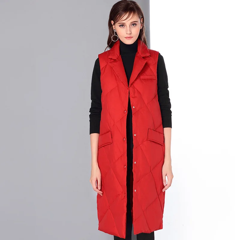 flighty sleeveless long vest down coat parka women white duck down coat